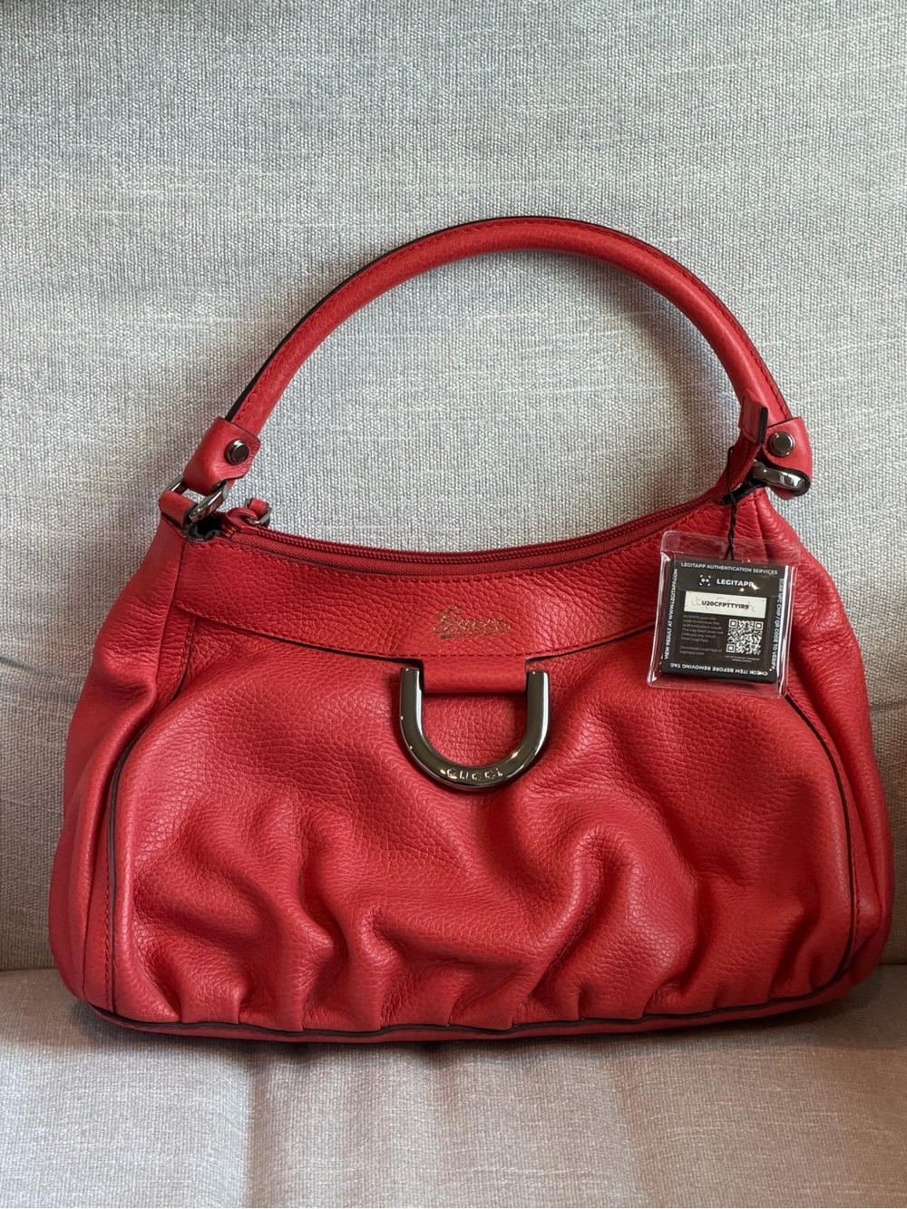 Gucci Vintage Red Leather Abbey Shoulder Bag